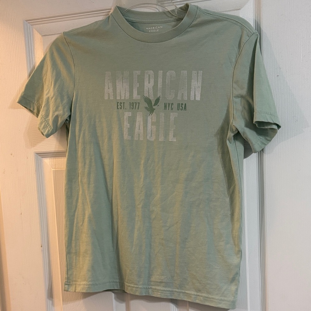 American Eagle Outfitters Men's Mint Green Tee